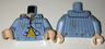 Torso Pajamas with Vertical Blue Stripes, Yellow Undershirt and Spots Pattern / Bright Light Blue Arms / Light Nougat Hands
