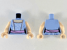 Torso Female Dress with Light Nougat Neck, White Lace and Bright Pink Sash Pattern / Light Nougat Arms / Light Nougat Hands