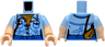 Torso Female Denim Shirt Partially Open, Medium Nougat Undershirt, Canteen with Dark Red Strap, Blue Pants Pattern / Light Nougat Arms with Molded Bright Light Blue Short Sleeves Pattern / Light Nougat Hands