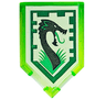 Tile, Modified 2 x 3 Pentagonal with Nexo Power Shield Pattern - Jungle Dragon