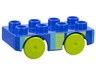 Duplo Car Base 2 x 4 with Lime Wheels with Light Blue and Lime Stripes Pattern