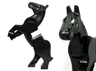 Horse, Movable Legs with Dark Red Eyes, White Pupils and Pearl Dark Gray Bridle Pattern
