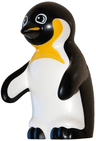 Duplo Penguin Adult with Molded White Stomach and Inside Wings and Printed Yellow Chest, Bright Light Orange Beak, Ear Pads and Neck, White Eye Contours Pattern