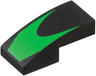 Slope, Curved 2 x 1 x 2/3 with Bright Green Chevron Pattern
