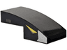 Slope, Curved 2 x 1 x 2/3 with Yellow, Silver and Dark Bluish Gray Shapes and Stripes Pattern on Both Sides (Transformers Laserbeak Eyes, Nose and Vents)