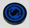 Tile, Round 2 x 2 with Bottom Stud Holder with Solid Blue Circle Border with Circling Dragons Pattern