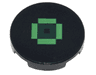 Tile, Round 2 x 2 with Bottom Stud Holder with Pixelated Bright Green Rectangles and Dark Green Square Pattern (Minecraft Music Disc / Record)