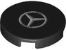 Tile, Round 2 x 2 with Bottom Stud Holder with Silver and Dark Silver Mercedes-Benz Logo Pattern