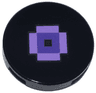 Tile, Round 2 x 2 with Bottom Stud Holder with Pixelated Medium Lavender Rectangles and Dark Purple Square Pattern (Minecraft Music Disc / Record)