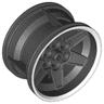 Wheel 56mm D. x 34mm Technic Racing Medium, 6 Pin Holes with White Rim Edge Pattern