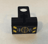 Minifigure Backpack with Horizontal Pin Holes with Yellow Danger Stripes and Gold Lightning Reactor Pattern (Sticker) - Set 70731