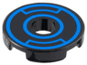 Tile, Round 2 x 2 with Hole with Blue Concentric Circles with Insets Pattern