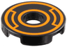 Tile, Round 2 x 2 with Hole with Orange Concentric Circles with Insets Pattern