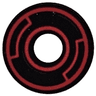 Tile, Round 2 x 2 with Hole with Red Concentric Circles with Insets Pattern