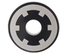 Tile, Round 2 x 2 with Hole with Silver Sprocket Wheel (Spool) Pattern