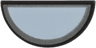 Tile, Round 1 x 2 Half with White Half Circle with Silver Outline Pattern