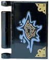 Minifigure, Utensil Book Cover with Large Sand Blue and Dark Tan Tear and Gold Corner Covers Pattern