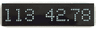 Tile 1 x 4 with White '113' and '42.78' in Digital Scoreboard Font Pattern