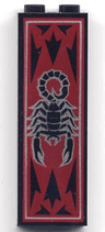 Brick 1 x 2 x 5 with Scorpion on Dark Red Background Pattern