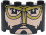 Cylinder Half 2 x 4 x 2 with 1 x 2 Cutout with Beard, Mustache and Eyes, Gold Eye and Nose Guard and Light Nougat Face Pattern (One Piece Dorry)