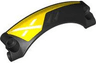 Technic, Panel Car Mudguard Arched #42 9 x 2 x 3 Rounded Top with Dark Silver Air Vents and White X on Yellow Background Pattern Model Left Side
