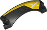 Technic, Panel Car Mudguard Arched #42 9 x 2 x 3 Rounded Top with Dark Silver Air Vents and White X on Yellow Background Pattern Model Right Side