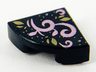 Tile, Round 1 x 1 Quarter with Metallic Pink Vine, Gold Leaves, and Metallic Light Blue Dots Pattern