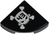 Tile, Round 1 x 1 Quarter with '43' on Silver Skull and Crossbones Pattern Model Left Side