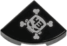 Tile, Round 1 x 1 Quarter with '43' on Silver Skull and Crossbones Pattern Model Right Side