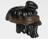 Minifigure, Hair Mid-Length Tousled, Top Knot Bun with Molded Dark Brown Headband and Hair Tie Pattern