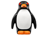Penguin with Flippers and Stud on Back with Orange Beak and Feet, White Stomach and Red Eyes Pattern