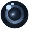 Plate, Round 2 x 2 with Rounded Bottom (Boat Stud) with Silver Circle Pupil and White Glints Pattern (WALL-E Eye)