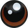 Plate, Round 2 x 2 with Rounded Bottom (Boat Stud) with White Pupil and Circle and Reddish Brown Crescent Pattern