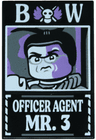 Tile 2 x 3 with Dossier with White 'BW Officer Agent Mr. 3' Pattern