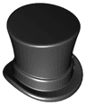 Minifigure, Headgear Hat, Top Hat with Ribbon