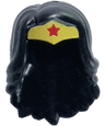 Mini Doll, Hair Friends Long Wavy with Gold Tiara and Red Star Pattern (Wonder Woman)