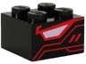 Brick 2 x 2 with Bright Pink and Light Bluish Gray Quadrilateral and Red Stripes (Dragon Eye) Pattern on Two Sides