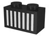 Brick 1 x 2 with White Grille with 7 Vertical Lines Pattern