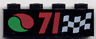 Brick 1 x 4 with Octan Logo, Red '71', and White Checkered Flag Pattern