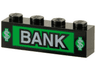 Brick 1 x 4 with Bank and Dollar Signs Pattern