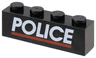 Brick 1 x 4 with White 'POLICE' and Red Line Pattern