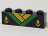 Brick 1 x 4 with Gold Scarf, Diamonds and Green Collar Pattern