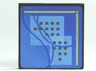 Road Sign 2 x 2 Square with Clip with Curved Blue Lines and Small Black Squares Pattern (Computer Screen)