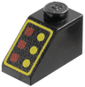 Slope 45 2 x 1 with 3 Small Red Lamps, 3 Small Yellow Buttons and Thick Border Pattern