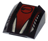 Slope, Curved 2 x 2 Lip with Silver and Red with Circle Pattern