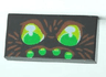 Tile 1 x 2 with Green Eyes and 4 Green Dots with Brown Hairs Pattern (Spider Face)