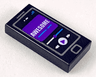 Tile 1 x 2 with Cell Phone / Smartphone with Purple Screen, White 'AWESOME' Pattern
