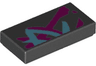 Tile 1 x 2 with Magenta and Medium Azure Markings Pattern
