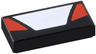 Tile 1 x 2 with White Trapezoid in Center and Red Triangular Panels on Sides Pattern