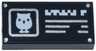 Tile 1 x 2 with Plaque with Silver Nails, Box, and Text Lines and White Owl and Pixelated Title Pattern